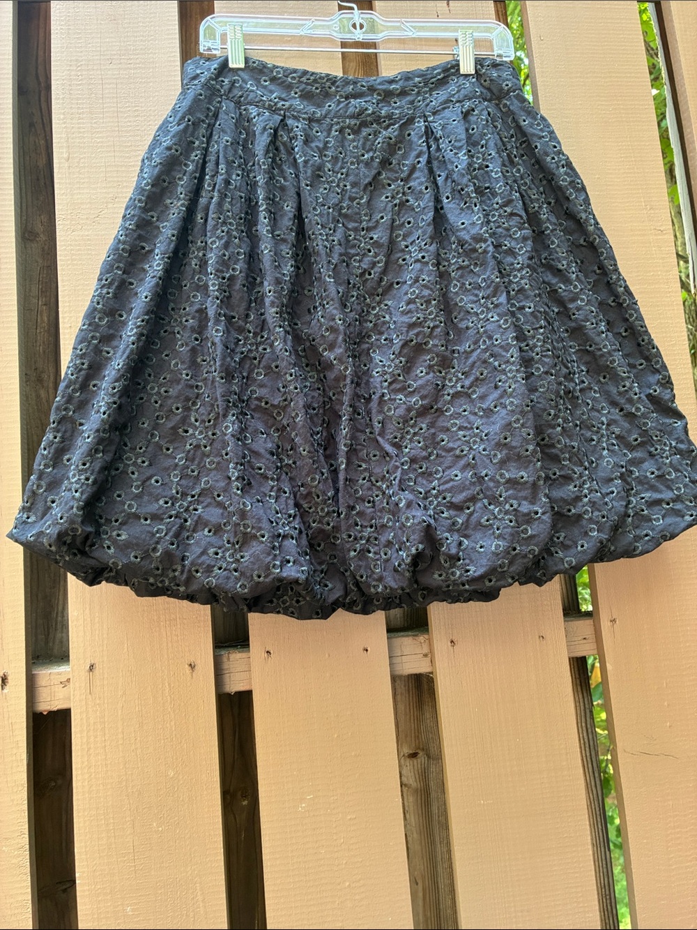 Women's Black Eyelet Bubble Skirt Size 12 (Fits Smaller)